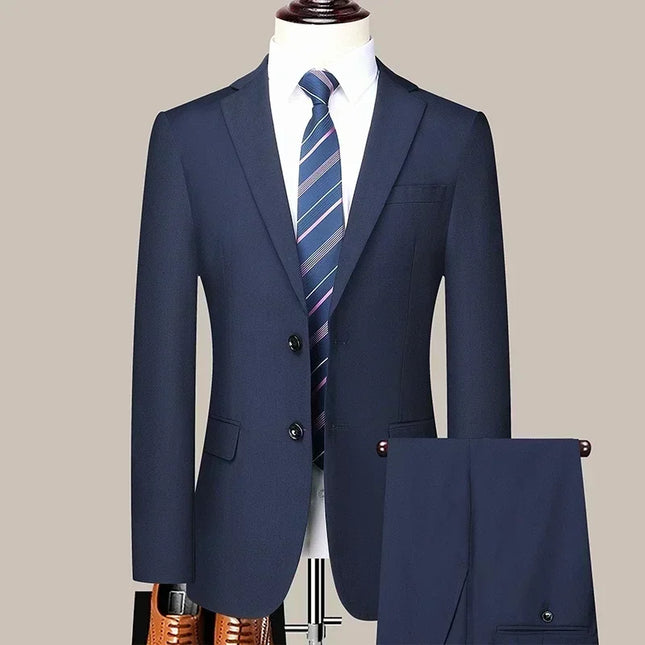 Men's Plus-Size Slim-Fit Suit - Blazer & Pants for Weddings