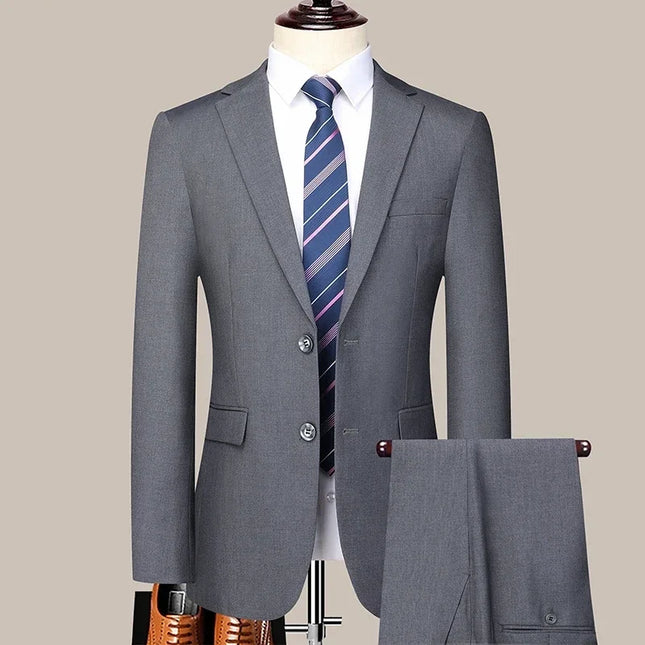 Men's Plus-Size Slim-Fit Suit - Blazer & Pants for Weddings