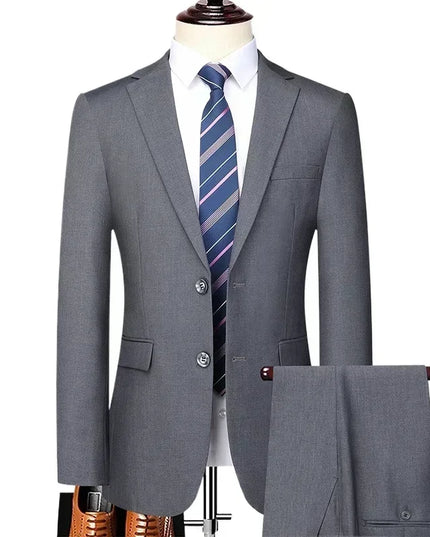 Men's Plus-Size Slim-Fit Suit - Blazer & Pants for Weddings