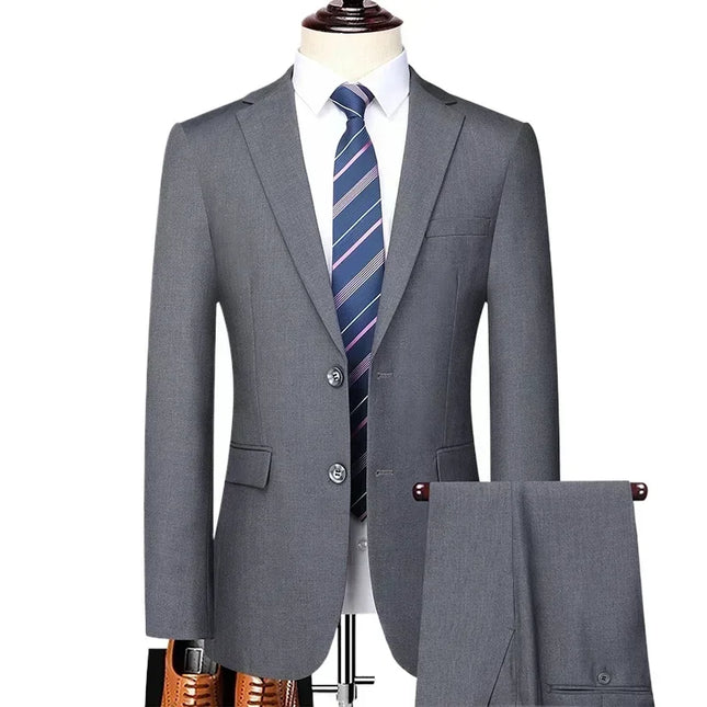 Men's Plus-Size Slim-Fit Suit - Blazer & Pants for Weddings