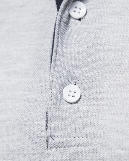Men's Polo Shirt - Solid Color Long Sleeve Casual Wear