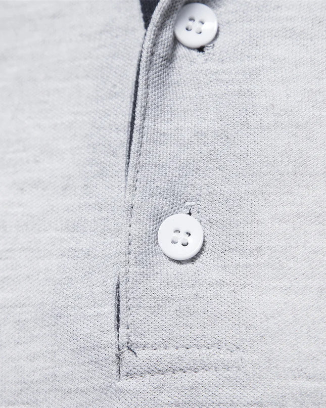 Men's Polo Shirt - Solid Color Long Sleeve Casual Wear