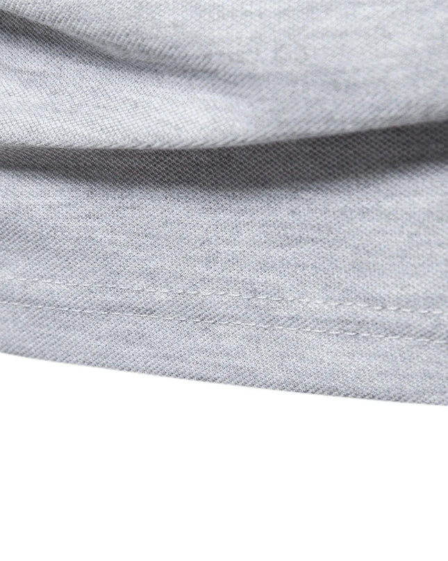 Men's Polo Shirt - Solid Color Long Sleeve Casual Wear