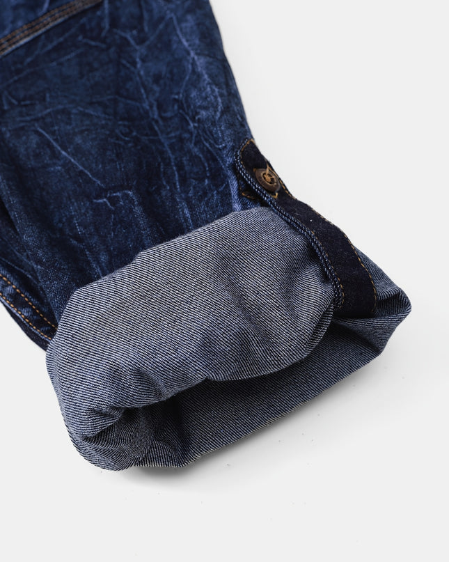 Men's Retro Denim Jacket - Unique Lapel Design, Hand-Washed