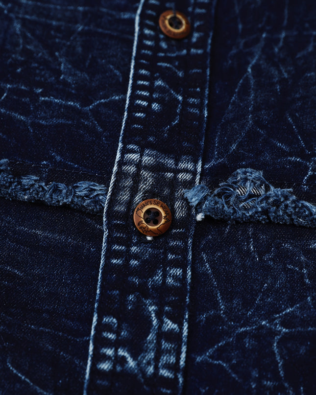 Men's Retro Denim Shirt - Long Sleeve Lapel Collar Top