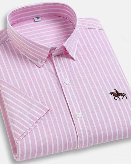 Men's Short Sleeve Oxford Shirt - 100% Cotton Solid Slim Fit