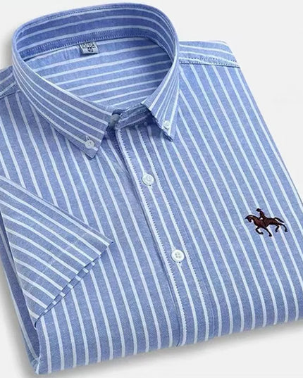 Men's Short Sleeve Oxford Shirt - 100% Cotton Solid Slim Fit