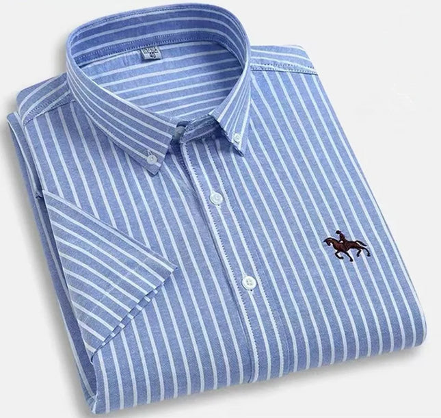 Men's Short Sleeve Oxford Shirt - 100% Cotton Solid Slim Fit