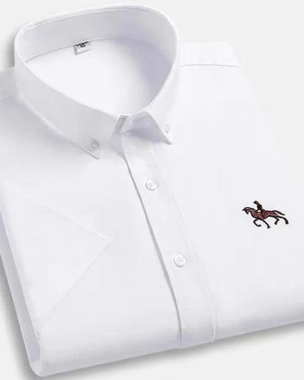 Men's Short Sleeve Oxford Shirt - 100% Cotton Solid Slim Fit
