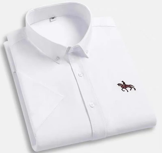 Men's Short Sleeve Oxford Shirt - 100% Cotton Solid Slim Fit