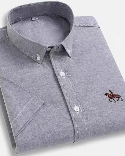 Men's Short Sleeve Oxford Shirt - 100% Cotton Solid Slim Fit
