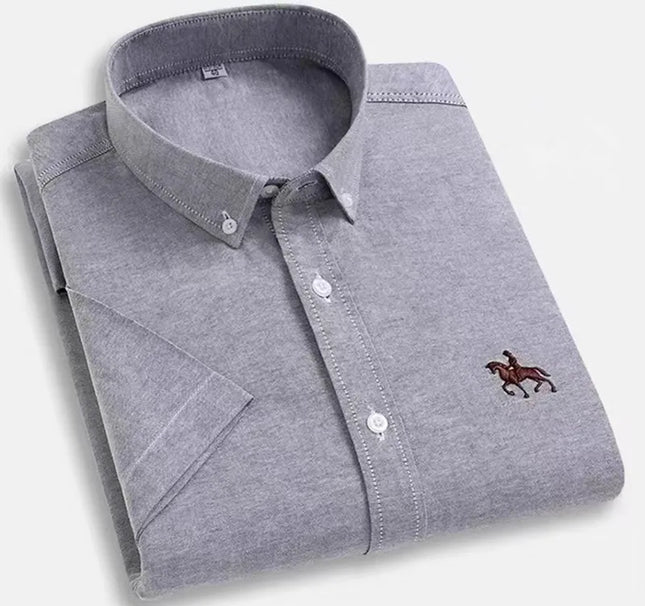 Men's Short Sleeve Oxford Shirt - 100% Cotton Solid Slim Fit