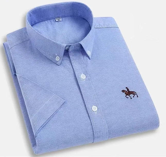 Men's Short Sleeve Oxford Shirt - 100% Cotton Solid Slim Fit