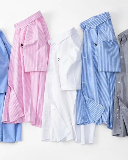 Men's Short Sleeve Oxford Shirt - 100% Cotton Solid Slim Fit