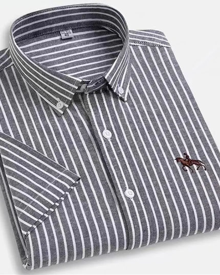 Men's Short Sleeve Oxford Shirt - 100% Cotton Solid Slim Fit