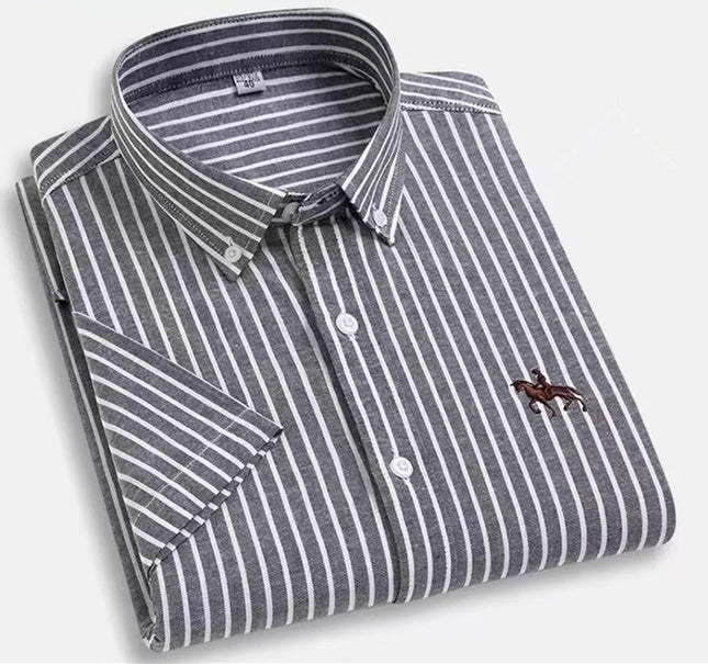 Men's Short Sleeve Oxford Shirt - 100% Cotton Solid Slim Fit