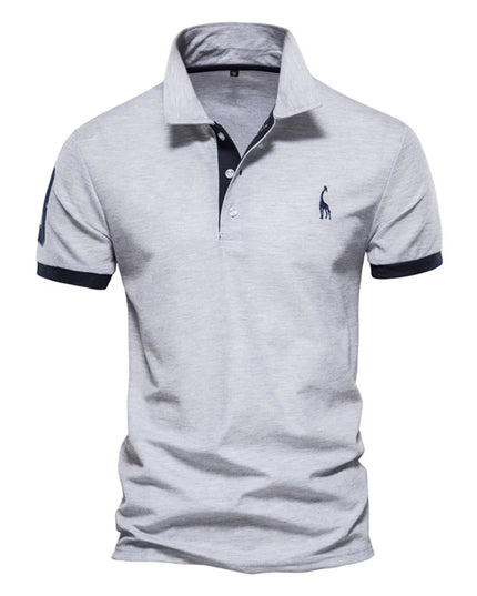 Men's Short Sleeve Polo Giraffe Shirt - Quality Embroidery Casual