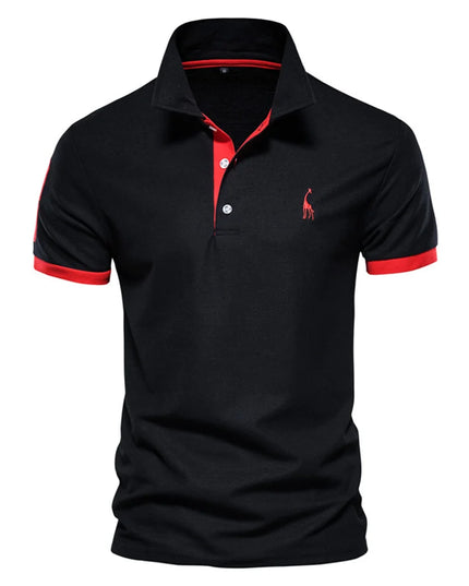 Men's Short Sleeve Polo Giraffe Shirt - Quality Embroidery Casual