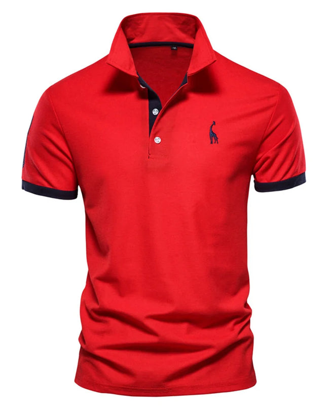 Men's Short Sleeve Polo Giraffe Shirt - Quality Embroidery Casual