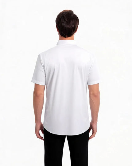 Men's Slim Fit Black Summer Shirt - Short Sleeve Stretch Fabric