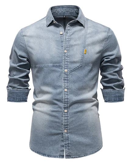Men's Slim Fit Cotton Denim Shirt - Casual Spring Style