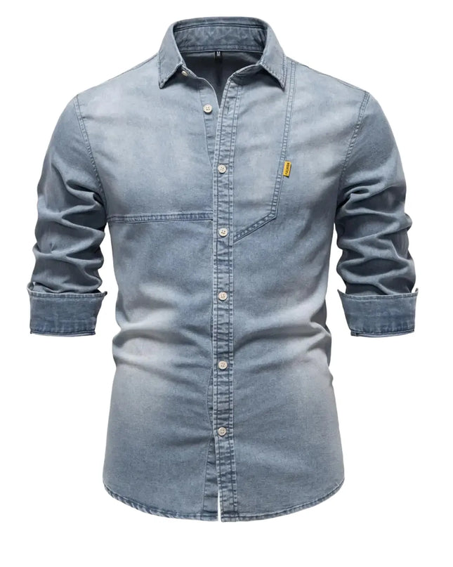 Men's Slim Fit Cotton Denim Shirt - Casual Spring Style