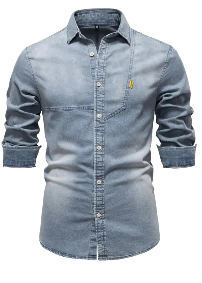Men's Slim Fit Cotton Denim Shirt - Casual Spring Style