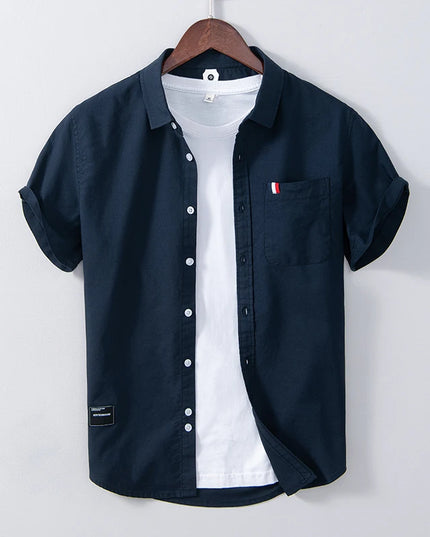 Men's Slim Fit Cotton Shirt - Breathable British Style Workwear