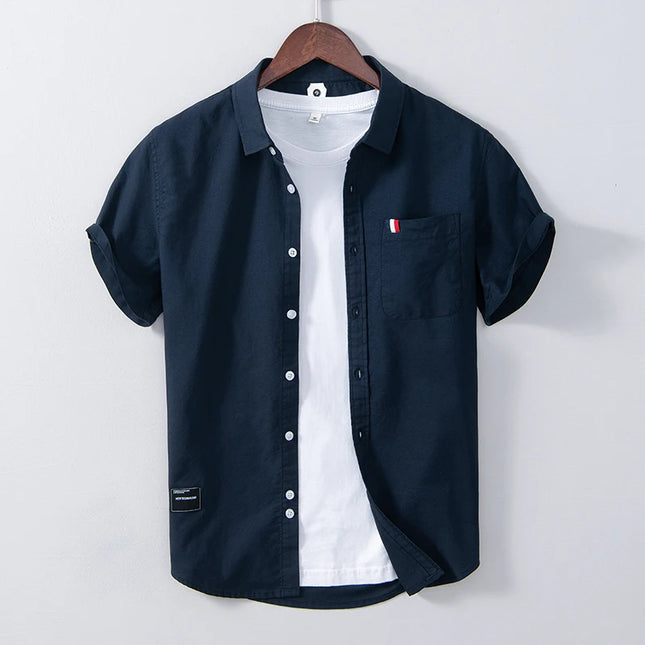 Men's Slim Fit Cotton Shirt - Breathable British Style Workwear