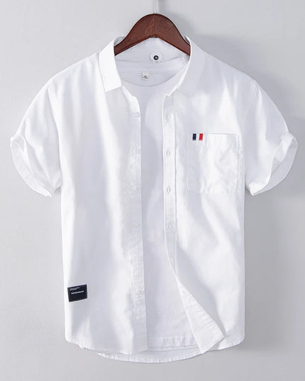 Men's Slim Fit Cotton Shirt - Breathable British Style Workwear