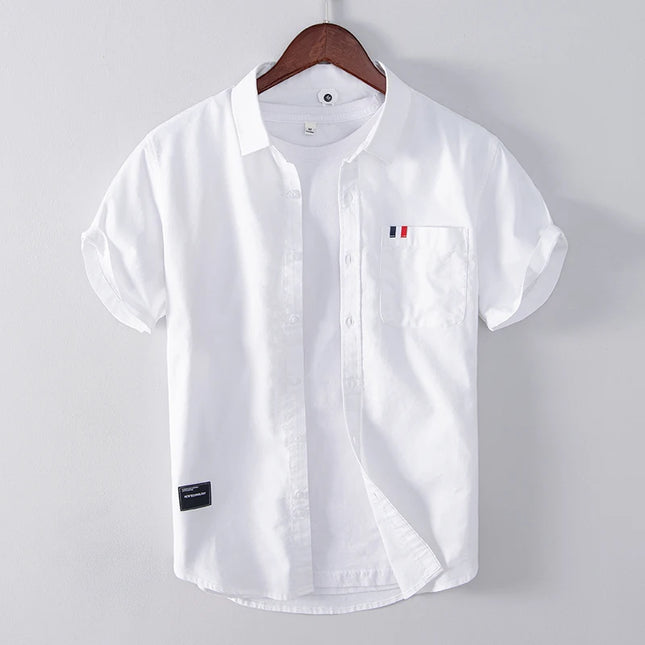Men's Slim Fit Cotton Shirt - Breathable British Style Workwear