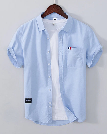 Men's Slim Fit Cotton Shirt - Breathable British Style Workwear