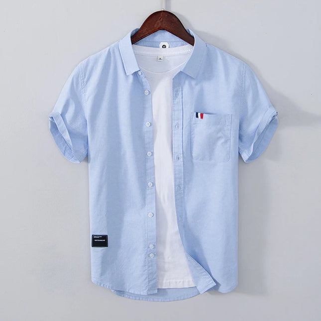 Men's Slim Fit Cotton Shirt - Breathable British Style Workwear
