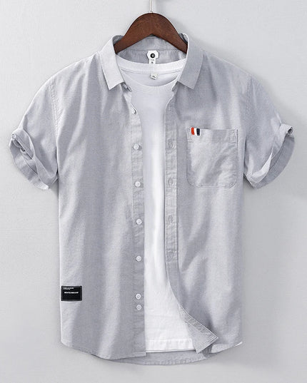 Men's Slim Fit Cotton Shirt - Breathable British Style Workwear