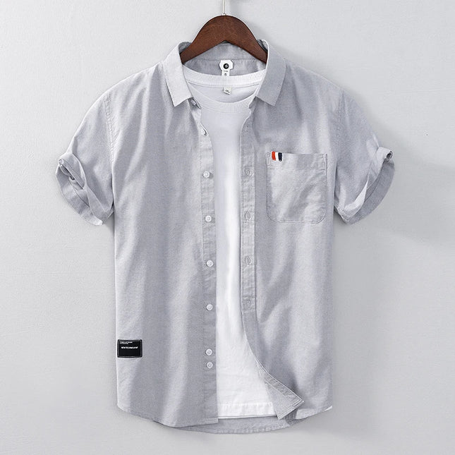 Men's Slim Fit Cotton Shirt - Breathable British Style Workwear