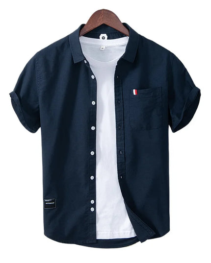 Men's Slim Fit Cotton Shirt - Breathable British Style Workwear