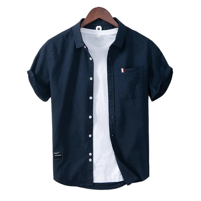 Men's Slim Fit Cotton Shirt - Breathable British Style Workwear