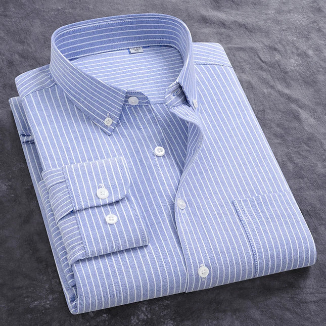 Men's Slim Fit Oxford Shirt - Casual Long Sleeve 100% Cotton