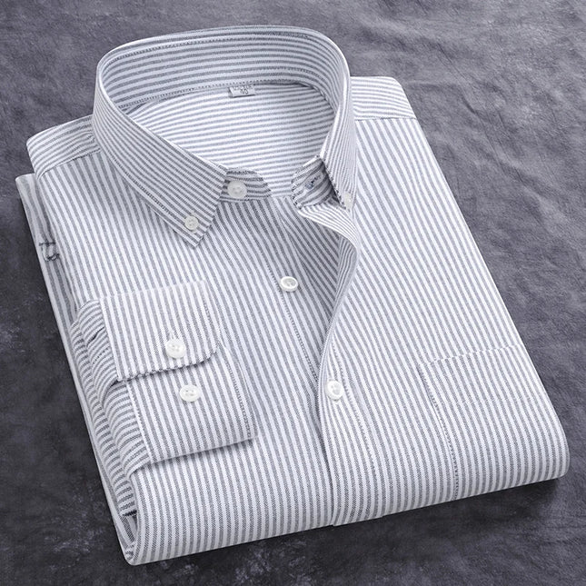 Men's Slim Fit Oxford Shirt - Casual Long Sleeve 100% Cotton