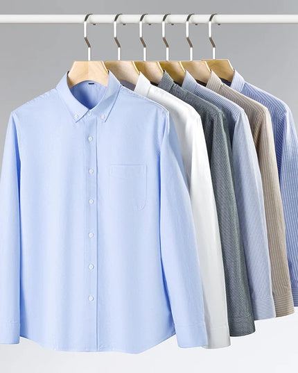 Men's Slim Fit Oxford Shirt - Casual Long Sleeve 100% Cotton