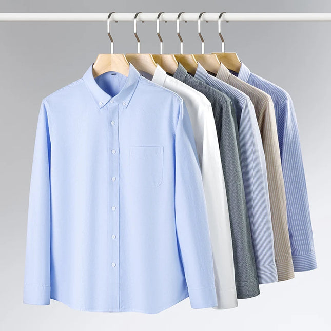 Men's Slim Fit Oxford Shirt - Casual Long Sleeve 100% Cotton