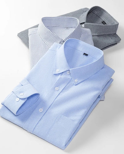 Men's Slim Fit Oxford Shirt - Casual Long Sleeve 100% Cotton
