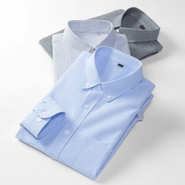 Men's Slim Fit Oxford Shirt - Casual Long Sleeve 100% Cotton