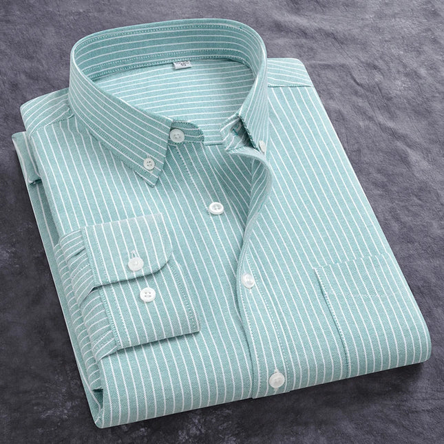 Men's Slim Fit Oxford Shirt - Casual Long Sleeve 100% Cotton