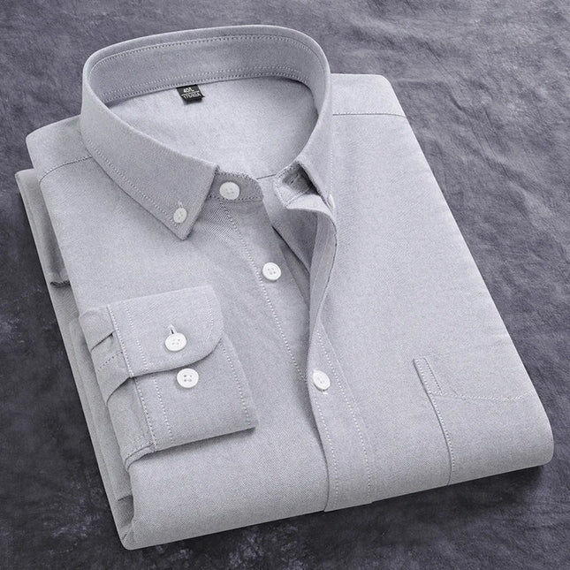 Men's Slim Fit Oxford Shirt - Casual Long Sleeve 100% Cotton