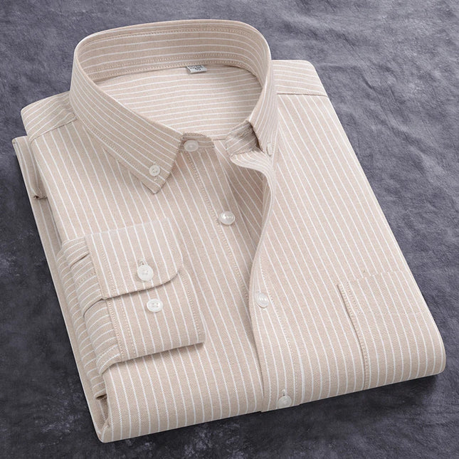 Men's Slim Fit Oxford Shirt - Casual Long Sleeve 100% Cotton