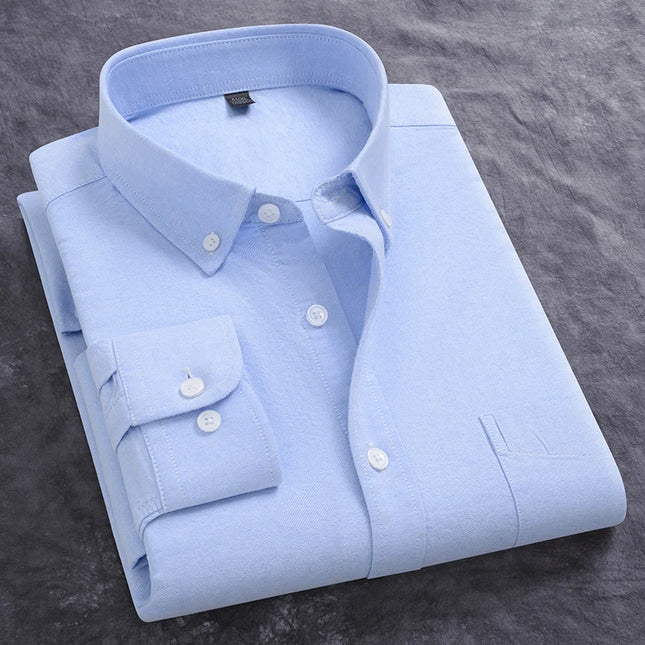 Men's Slim Fit Oxford Shirt - Casual Long Sleeve 100% Cotton