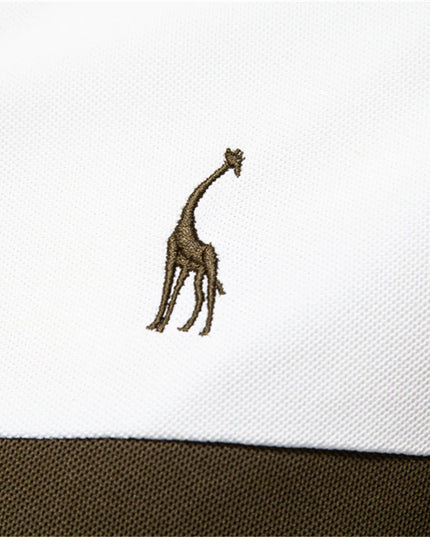 Men's Slim Fit Polo Shirt - Striped Color Block with Giraffe