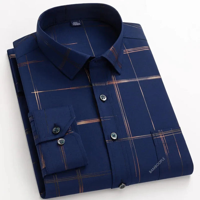 Men's Slim Fit Print Shirt - Autumn Spring Long Sleeve, Anti-Wrinkle