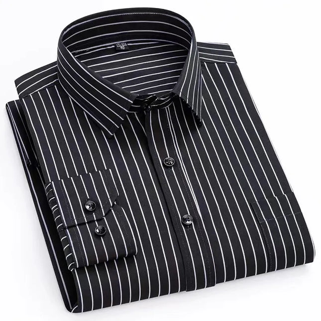 Men's Slim Fit Print Shirt - Autumn Spring Long Sleeve, Anti-Wrinkle
